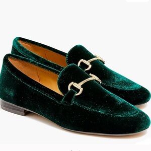 J. Crew Factory Green Velvet Loafers NWT